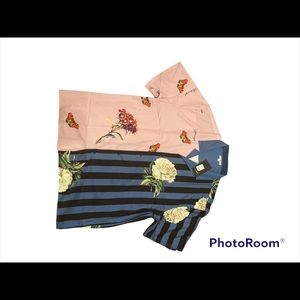 Effect short sleeve woven top pink/combo size:XXL